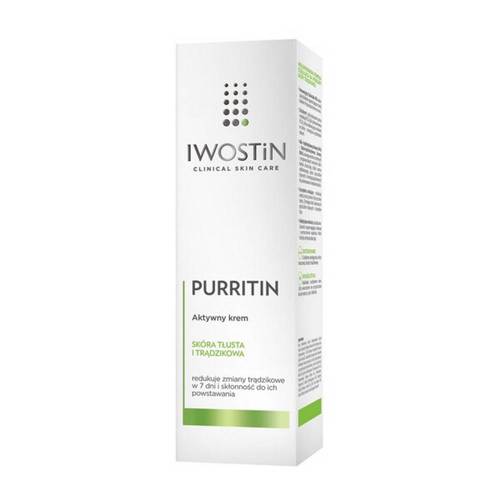 iwostin purritin active cream oily and acne skin 40 ml Active cream, oily and acne skin.