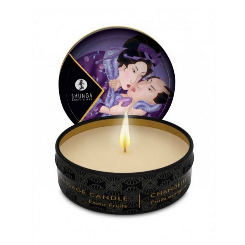 libido massage candle exotic fruits 30ml Do you long for a warm and intimate massage? Try this exciting massage candle based on soy, which will complete your romantic atmosphere and give you not only a highly pleasant massage with quality oil, but also silky soft skin that will encourage you to touch again. The captivating scent of exotic fruits will then irresistibly scent your entire bedroom.