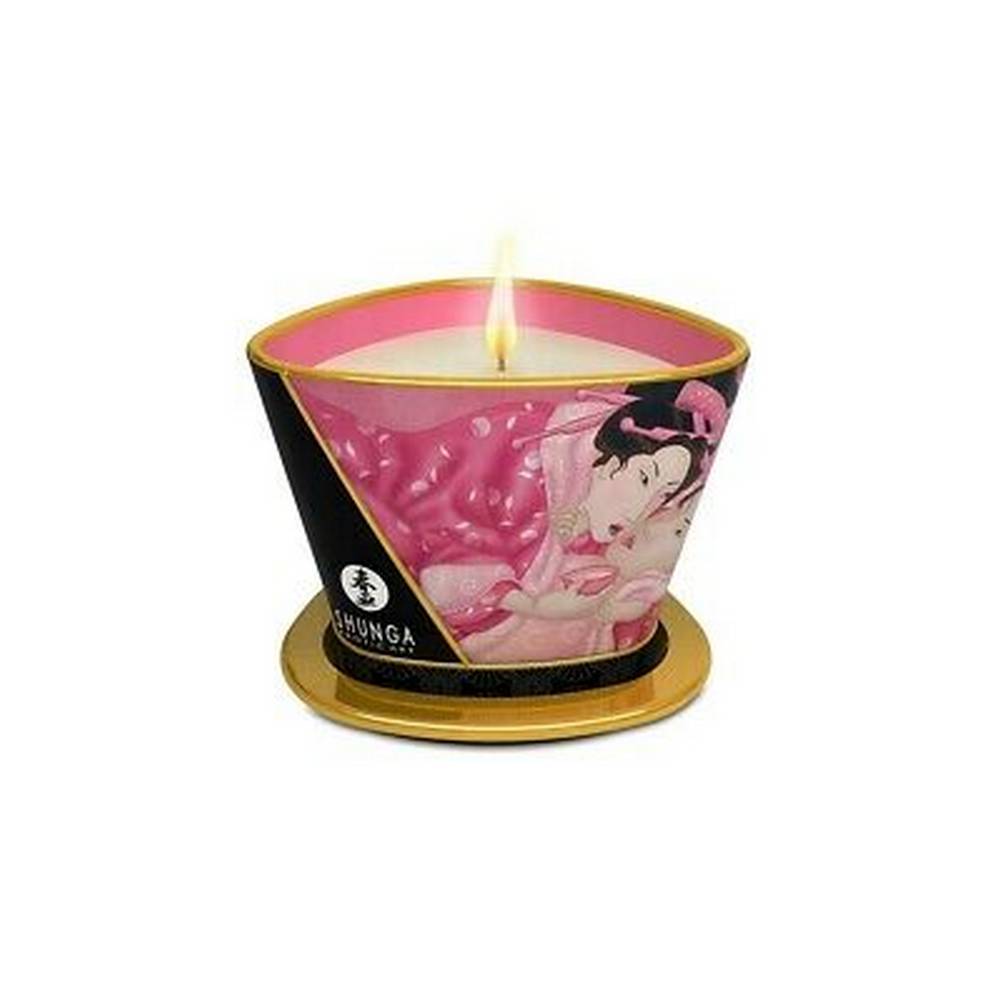 libido massage candle rose petals 170ml Do you long for a warm and intimate massage? Try this exciting massage candle based on soy, which will complete your romantic atmosphere and give you not only a highly pleasant massage with quality oil, but also silky soft skin that will encourage you to touch again. The captivating scent of rose flowers will then irresistibly scent your entire bedroom.