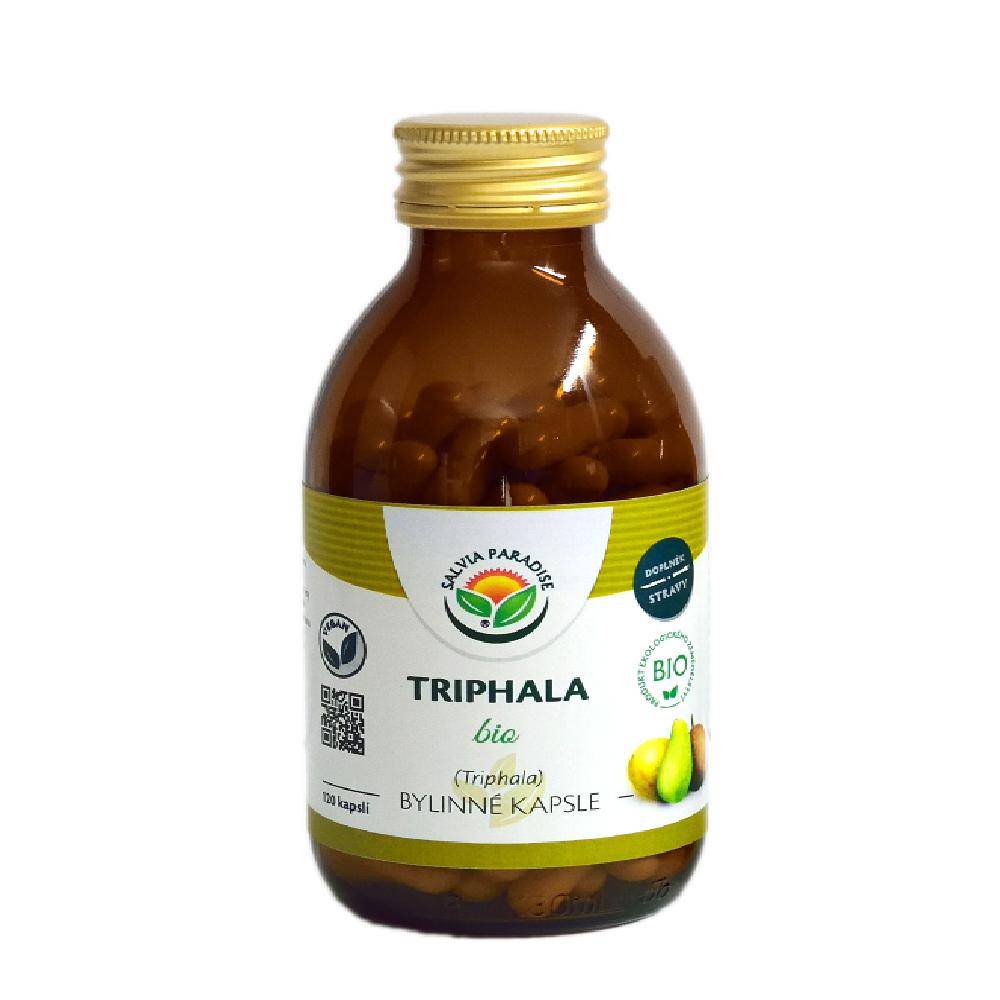 salvia paradise triphala bio 120 capsules Triphala BIO is a mixture of three Ayurvedic fruits for detoxification, support of healthy digestion, excretion and a healthy immune system. Capsules for easy use.