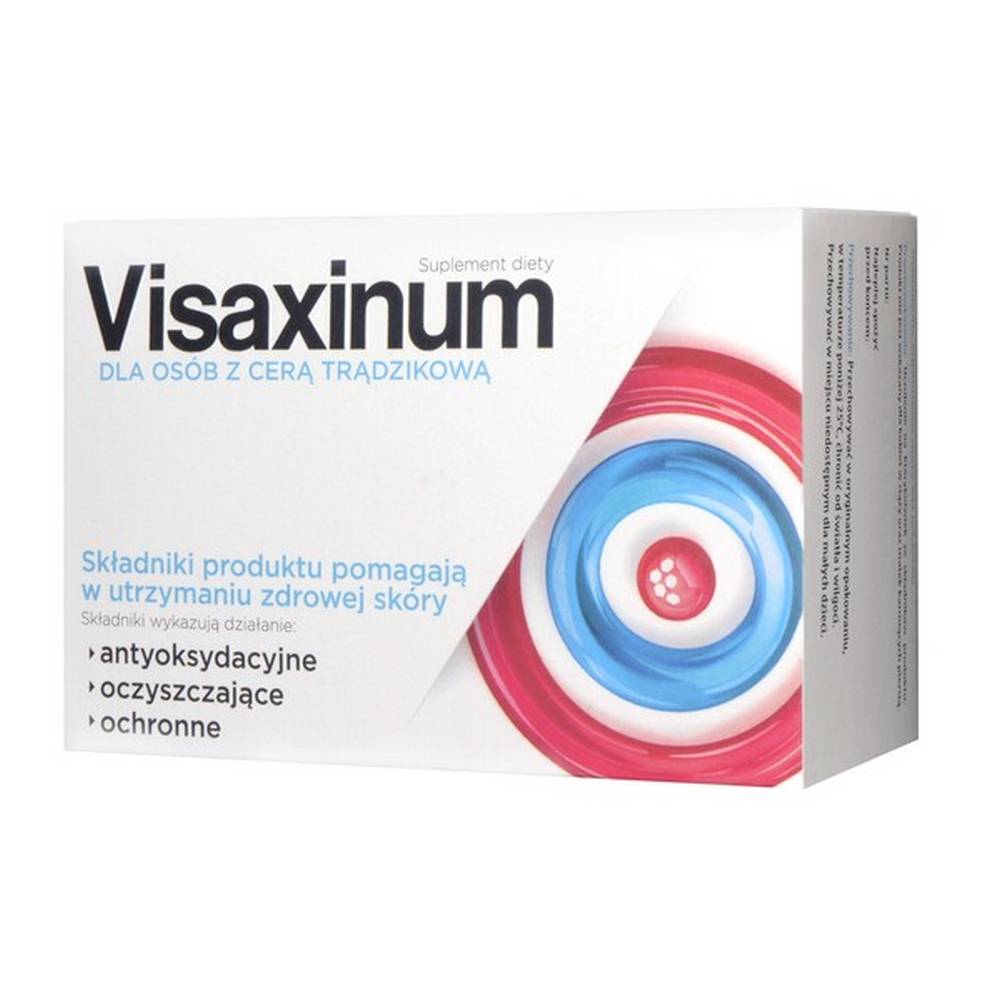 visaxinum tablets 30 pcs Visaxinum - a dietary supplement containing ingredients that support the condition of people with acne-prone skin and support the functioning of the skin. The product is intended for adults.