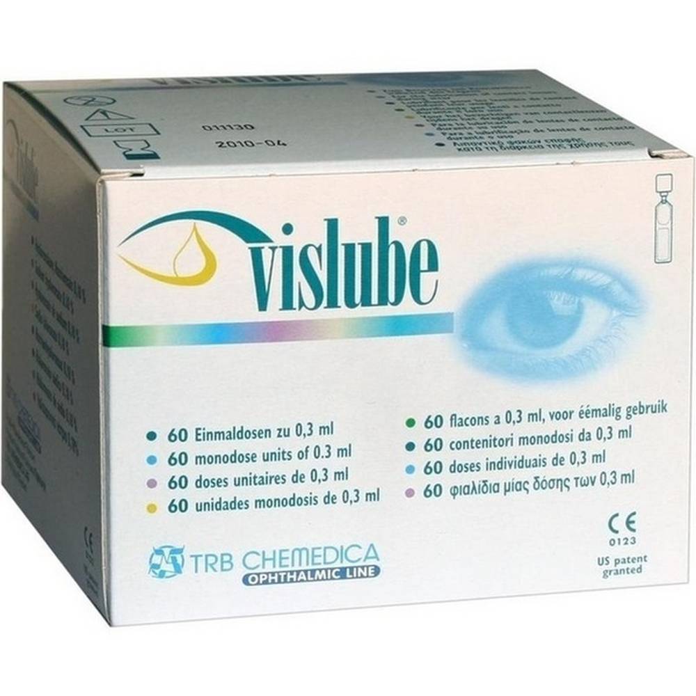 vislube eye drops 60x03 ml For wetting of contact lenses while wearing.