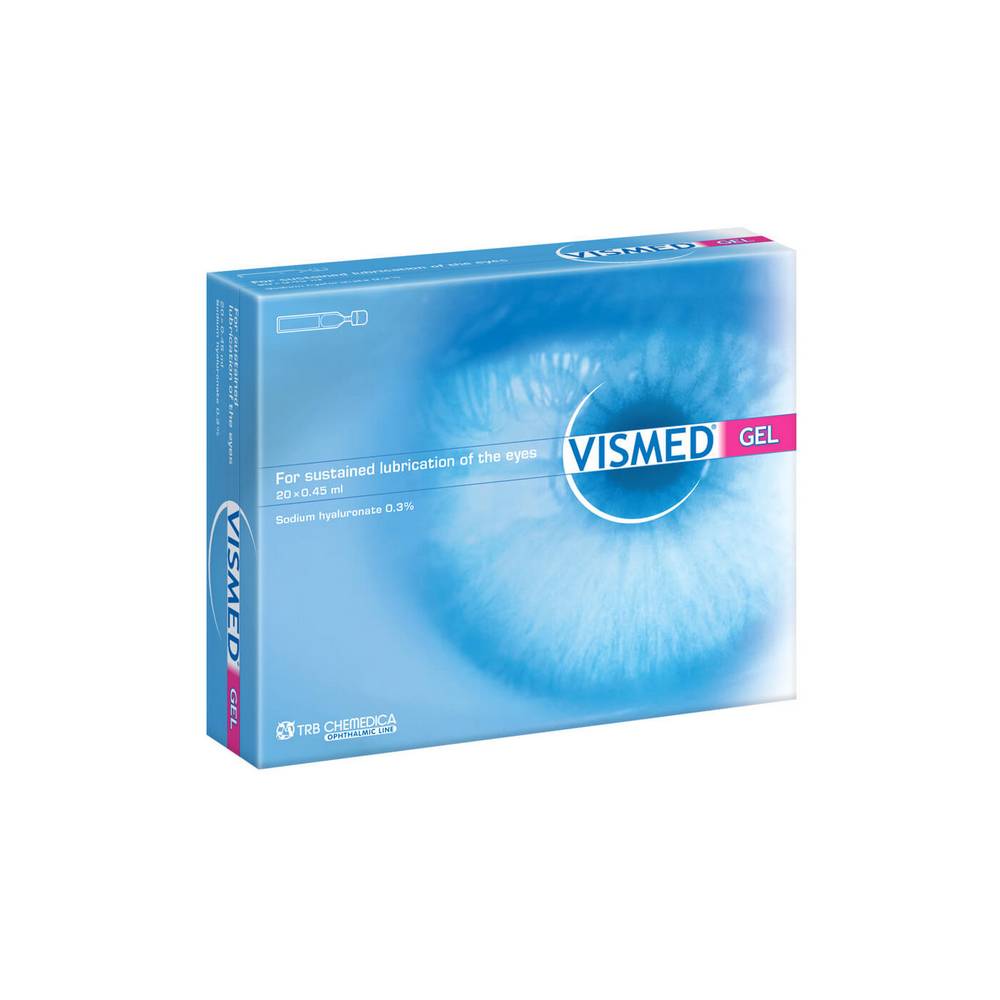 vismed gel 20x045 ml Hydrogel for sustained wetting of the eye. Sterile, free of preservatives.