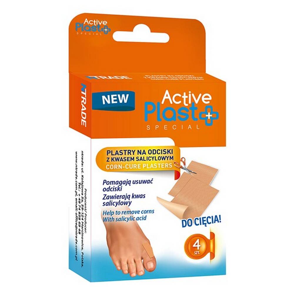 active plast anti corns plasters with salicylic acid 4 pcs Plaster for corns with salicylic acid - for cutting.