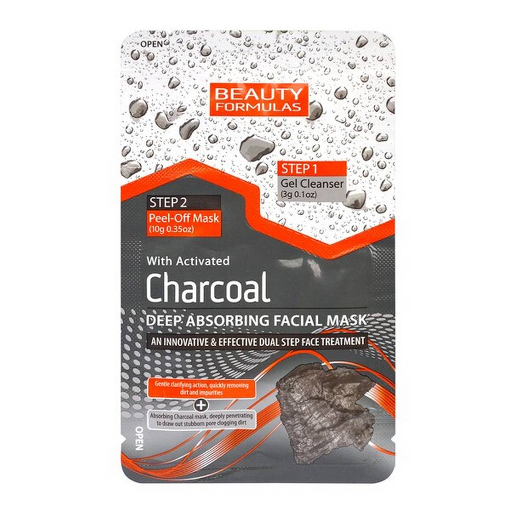 beauty formulas mask with active charcoal 2 phase cleaner peel off 3 g 10 g Deep cleansing nose strips, tea tree.