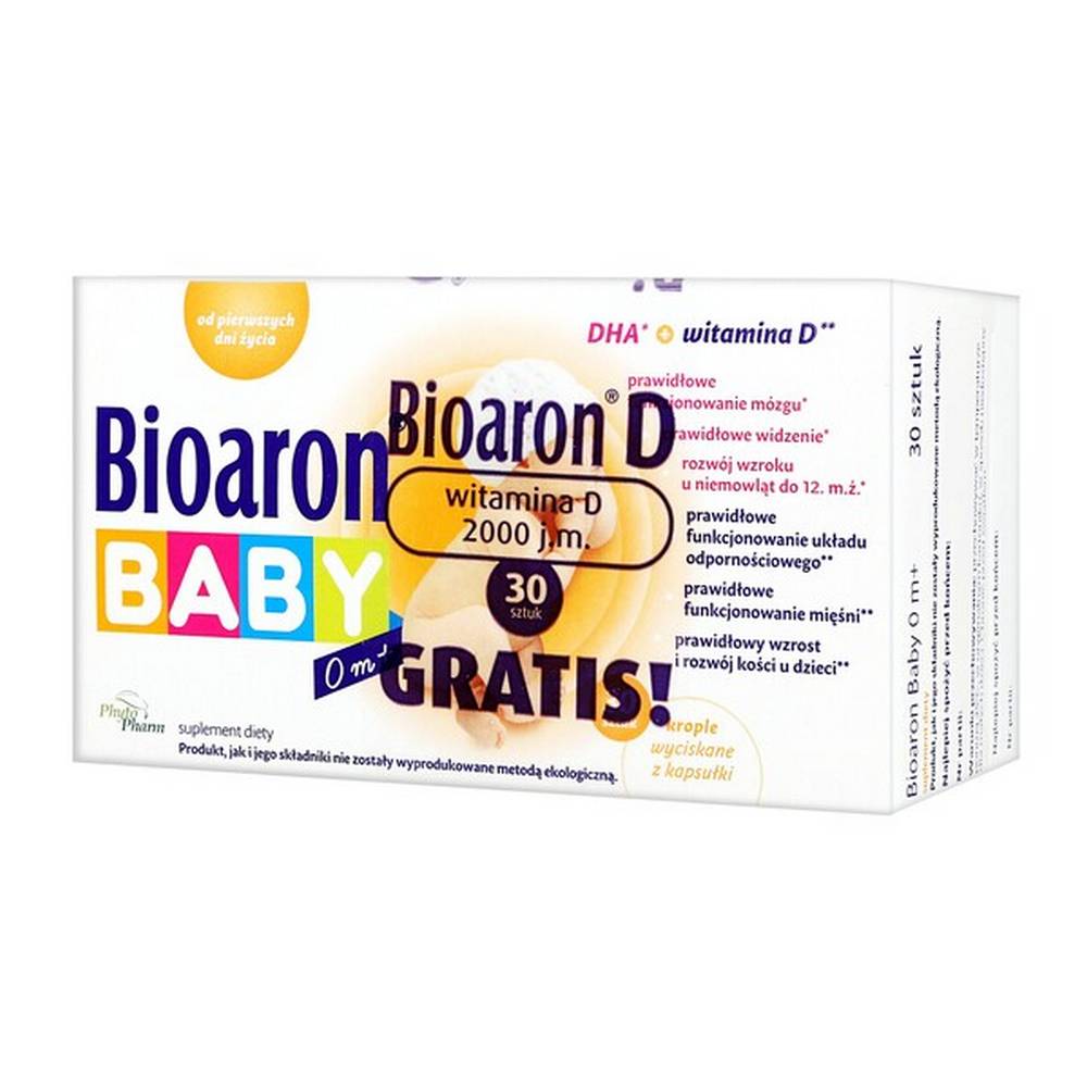 bioaron baby 0 m twist off capsules 30 pcs bioaron vitamin d 2000 iu capsules 30 for free Биоарон Бэби 0 м + - пищевая добавка с первых дней жизни в виде капель, выдавленных из капсулы.Биоарон витамин D 2000 МЕ - Пищевая добавка FREE.
