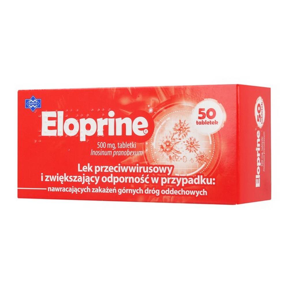 eloprine 500 mg tablets 50 Eloprine is an antiviral medicinal product that stimulates the functions of the immune system. Eloprine contains inosine pranobex, which has an immunostimulatory and antiviral effect.
