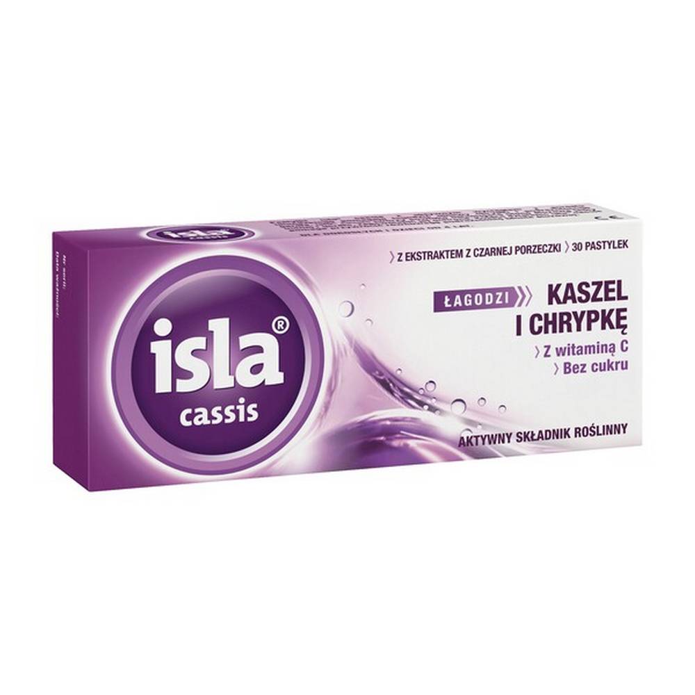 iisla cassis lozenges 30 They contain active Icelandic lichen extract, which soothes the symptoms of hoarseness and sore throat.Designed to relieve symptoms associated with colds and sore throats, such as scratching and hoarseness, and irritation of the vocal cords
