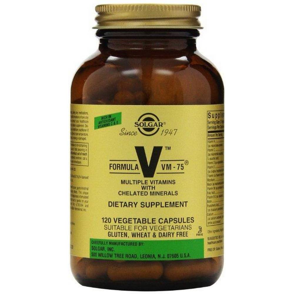 solgar formula vm 75 60kaps Formula VM-75 from Solgar is a vitamin and mineral supplement from a great manufacturer. It is distinguished by a very complete and extremely effective composition, which owes its content to chelated amino acid minerals, digestive enzymes, herbs, bioflavonoids and a mixture of natural carotenoids