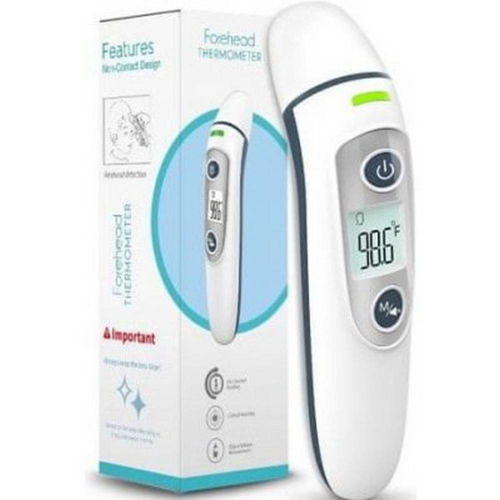 abfarmis The multifunctional non-contact thermometer is designed for non-contact measurement of body temperature and objects in the vicinity. Measurement length 1s, memory for the last 35 measured values, color warning of increased temperature, LCD display with backlight, data in ° C or ° F.