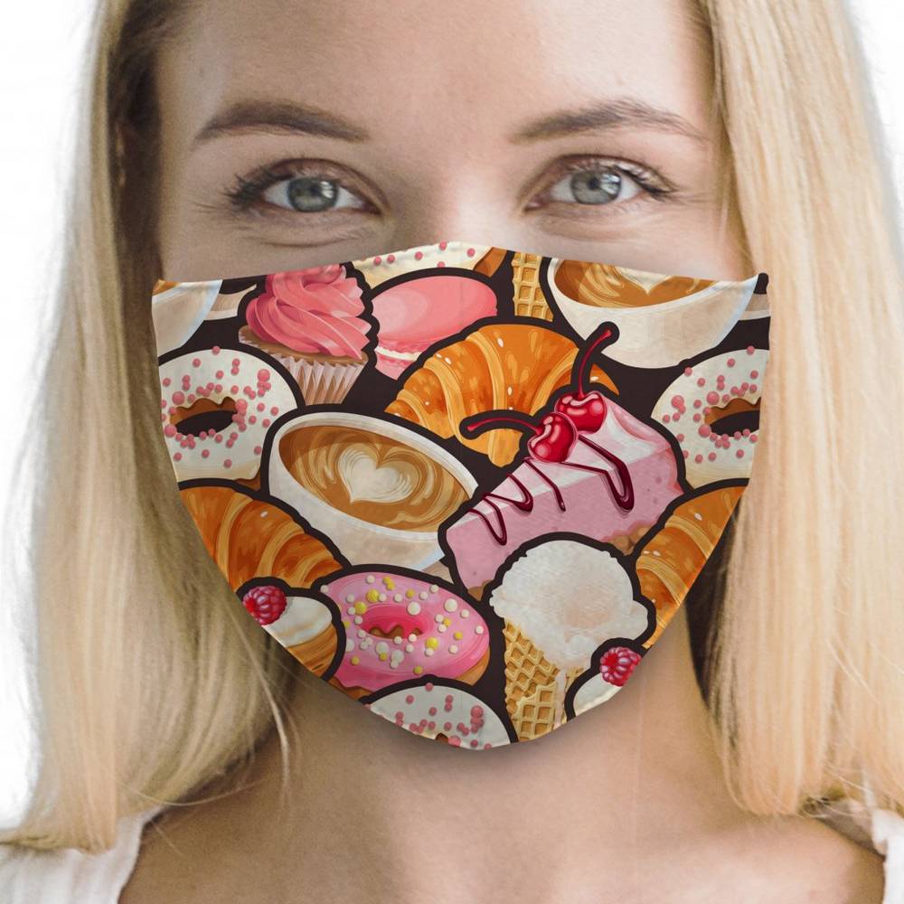 antibacterial mask dessert and coffee Всегда обеспечивайте надежную защиту дыхательной системы и продуктов. Эта уникальная гигиеническая защитная маска, изготовленная из качественного безопасного материала, надежно защитит вас и предотвратит загрязнение продукции.