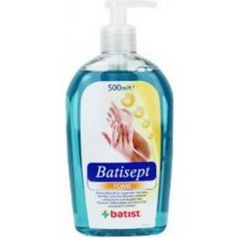 batisept foam 500 ml BATISEPT FOAM is used for hygienic hand washing and disinfection in healthcare facilities (washing hands and skin of the whole body before surgery or examination), in the food, pharmaceutical and cosmetic industries and at home.