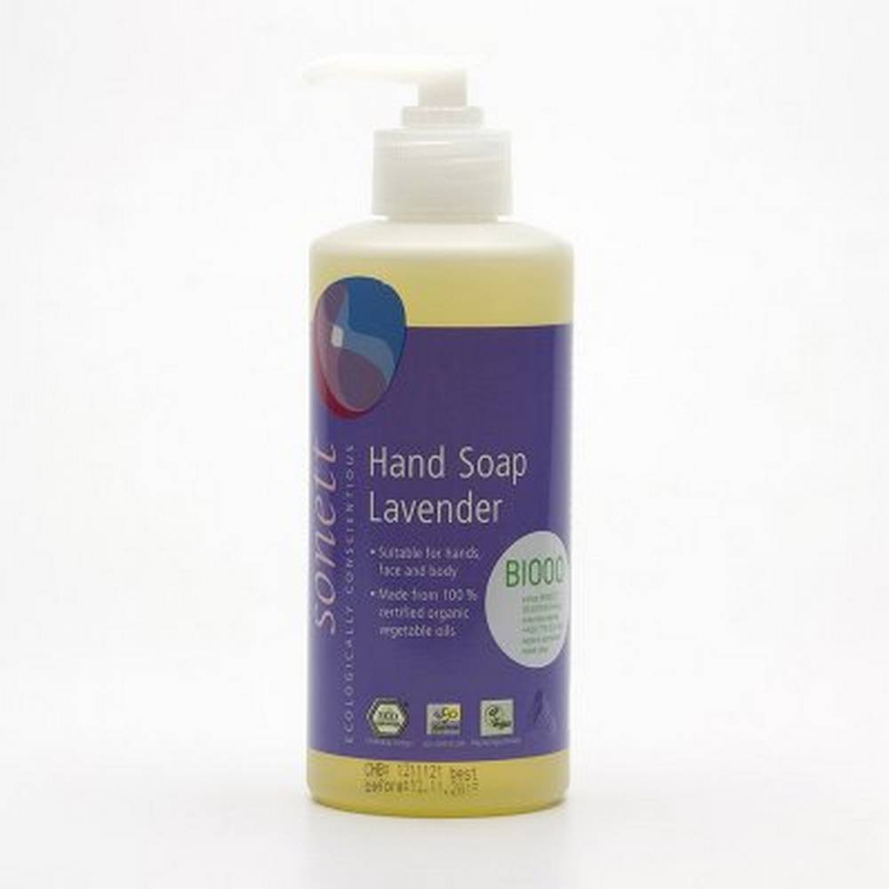 sonette lewandoule 300 ml The liquid soap with the soothing scent of lavender removes impurities from the skin of the hands without drying or irritating it unnecessarily. The contained vegetable surfactants provide a fine foam that is friendly to hands and the environment.