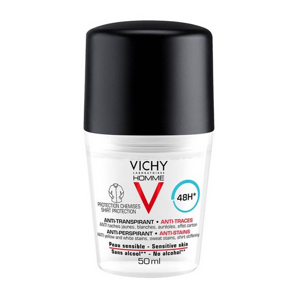 vichy homme ball antiperspirant against marks on clothes 48h 50 ml Antiperspirant 72h, roll-on.