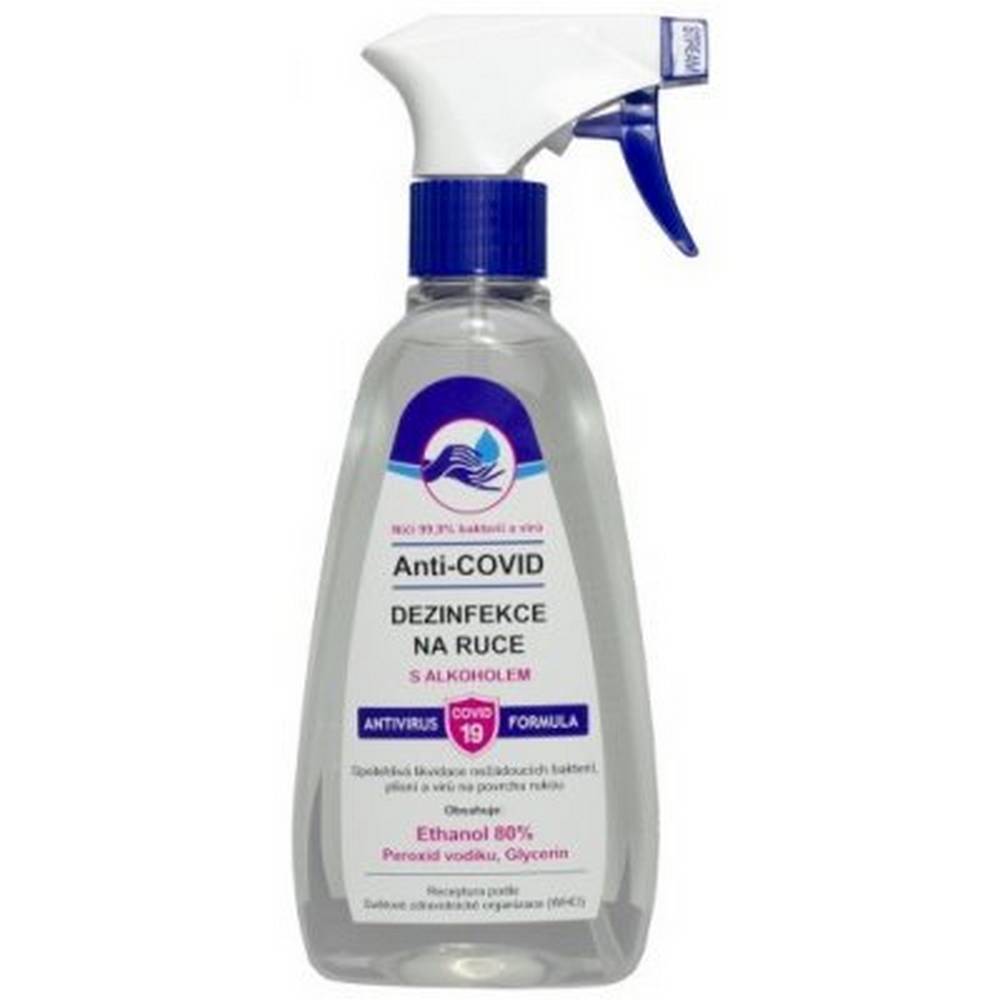 vivako anti chovid 500 ml Hand disinfection with alcohol for quick elimination of bacteria, fungi and viruses. Contains 80% Ethanol, Hydrogen Peroxide and Glycerin. Recipe of the World Health Organization (WHO).